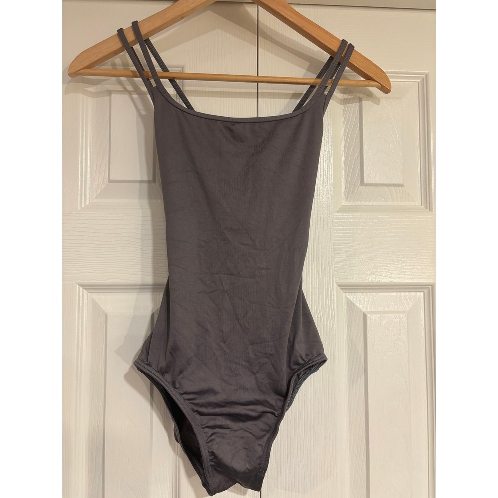 Motionwear Gray Leotard Four Strap Double Cross Back Cami Women's Medium